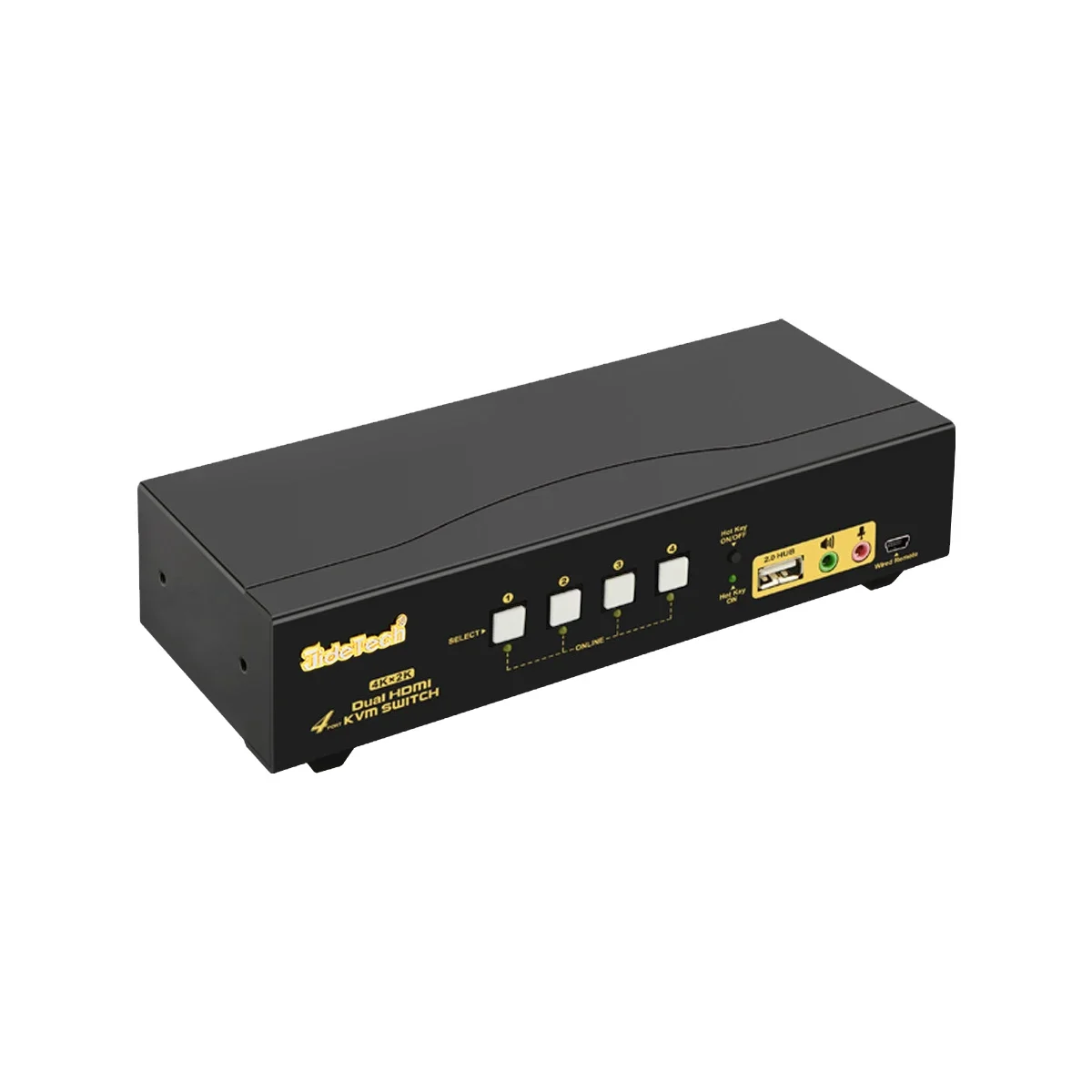 

In stock JideTech 4 Port Dual Monitor HDMI 2.0 KVM Switch with Audio, USB Hub Support 4Kx2K@60Hz, YUV 4:4:4