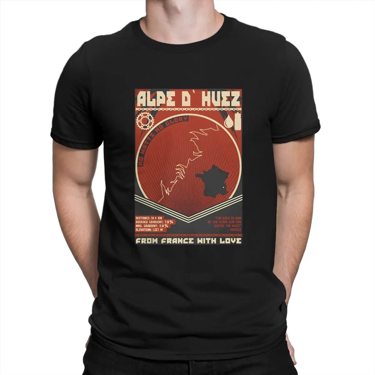 Alpe d Huez in France cycling Newest TShirt for Men Alpe D Huez Round Neck Pure Cotton T Shirt Hip Hop Birthday Gifts Streetwear