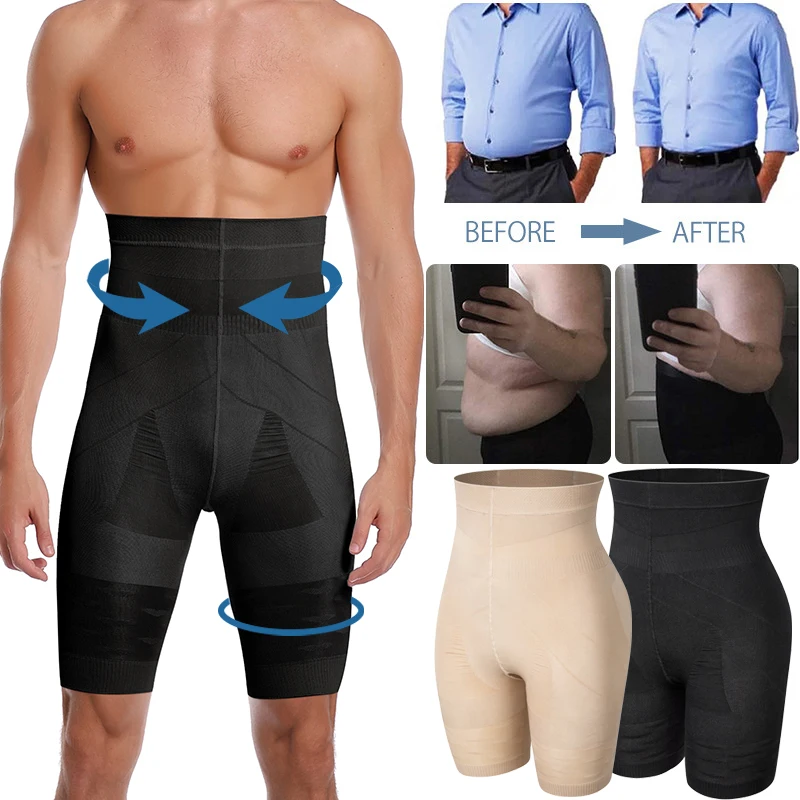 Men Tummy Control Shorts High Waist Slimming Shapewear Abdomen Belly Flat Body Shaper Leg Underwear Compression Briefs Boxer 3XL