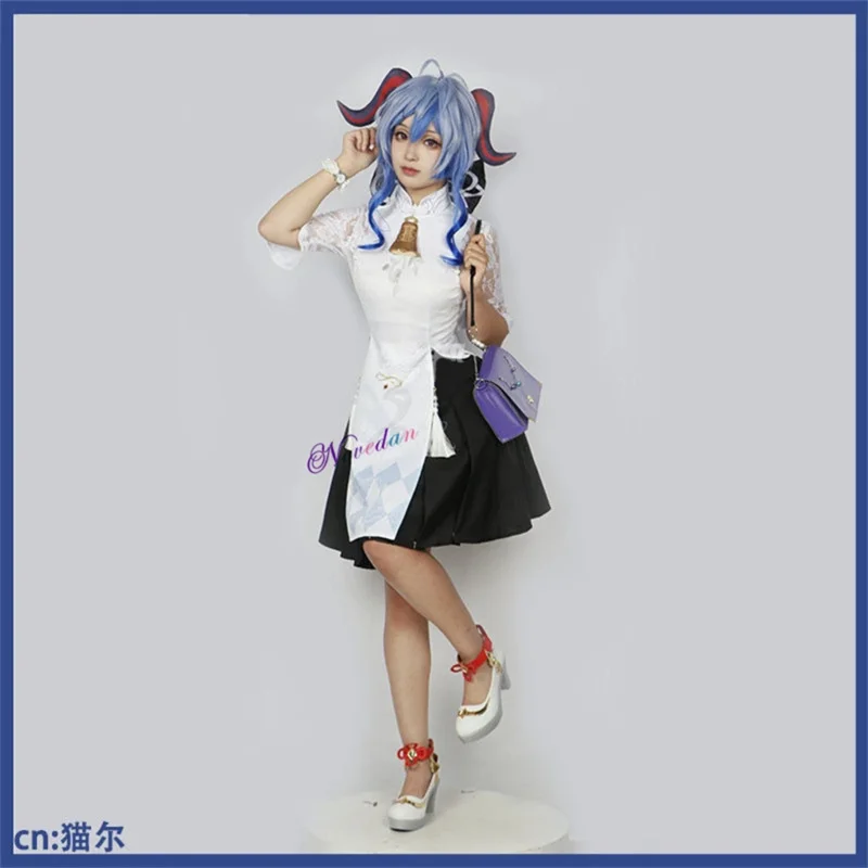 GenshinImpact Heytea Ganyu Shenhe Cosplay Costume Gan Yu Shen He Carnival Uniform Wig Anime Halloween Party Costume Game