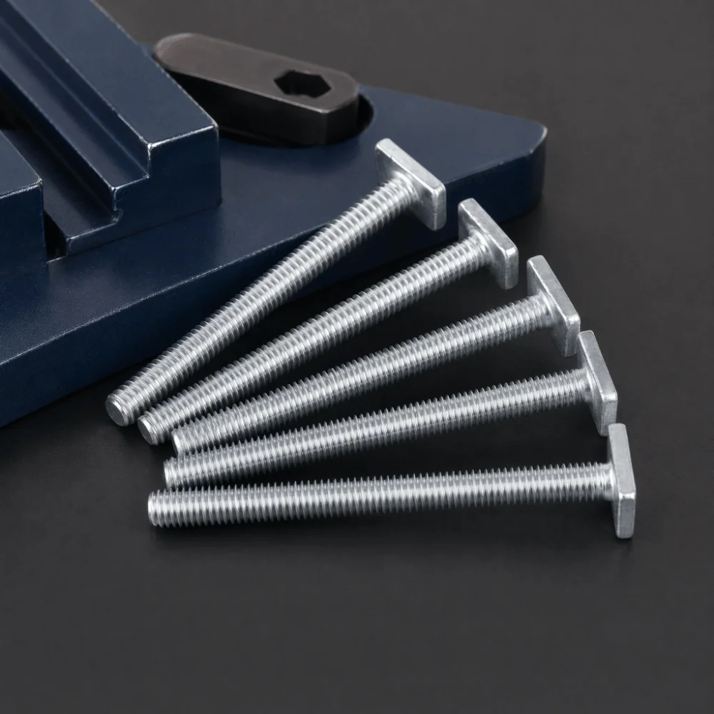 5pcs Durable M8 Thread Size T Slot Bolts 100mm Length T Nuts Sliding Screw Woodworking Fasteners Miter Track T Slot