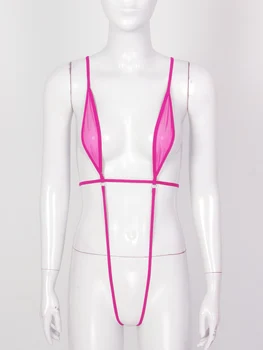 Damen-Body aus durchsichtigem Netzstoff, ouvert, Dessous, Micro-Sling-Mini-Bikini, Monokini, winziger Badeanzug, Nachtwäsche, Badeanzug