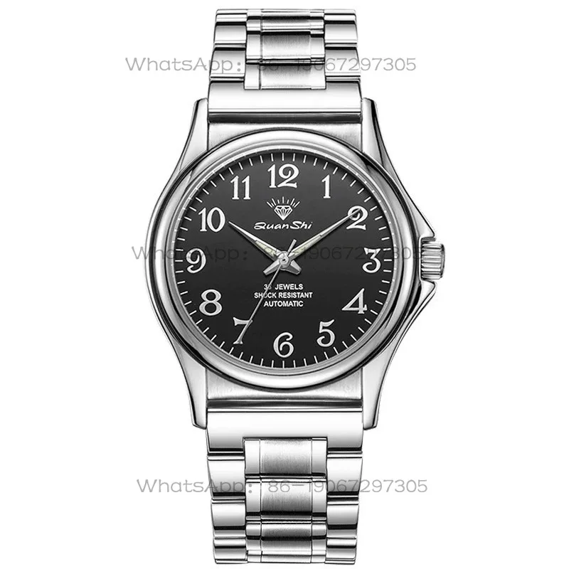 

24-Hour Shipping Shanghai Diamond Automatic Mechanical Luminous Transparent Calendar Men's Retro Fashion Small Dial Watch