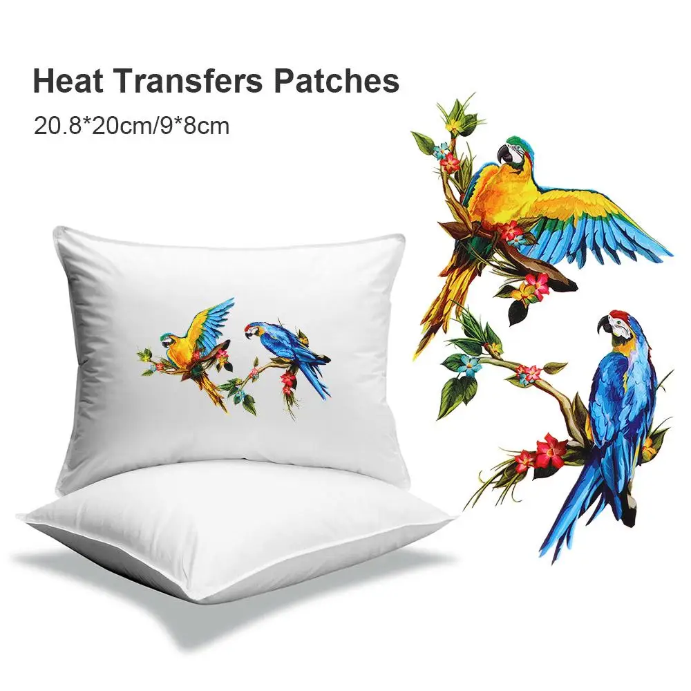

Iron On Sticker Fabric Parrot For Jeans T-shirt Badge Patches Appliques Clothes Sticker Clothing Patches