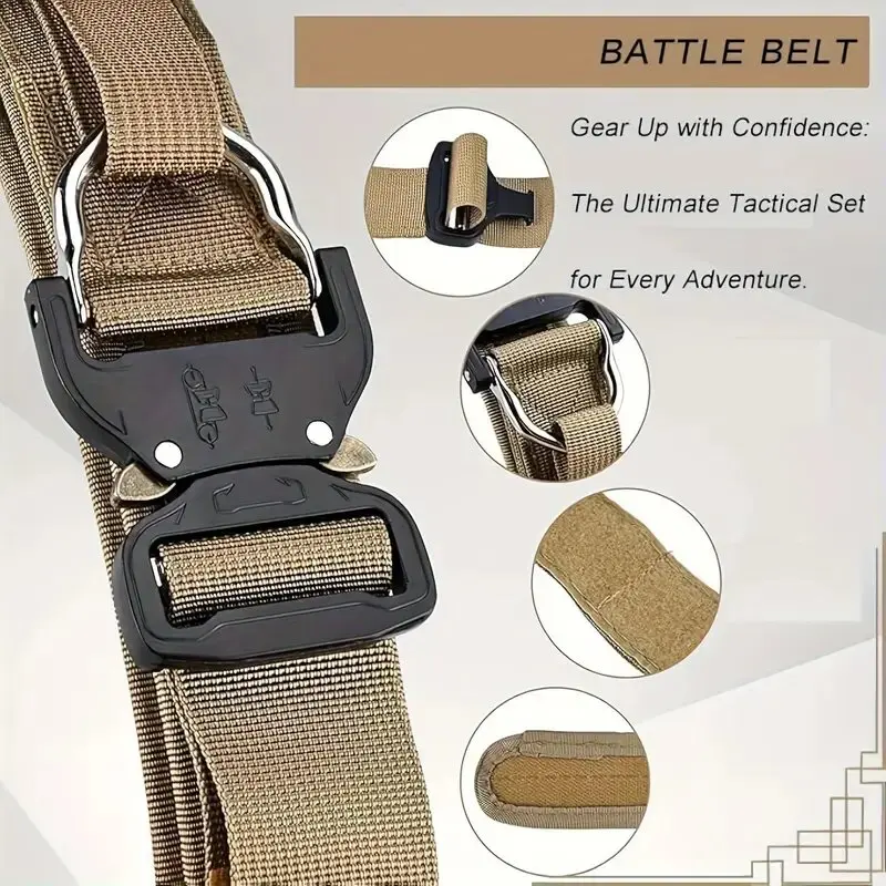Сверхмощный тактический ремень, двухслойный утолщенный нейлоновый материал, с быстросъемной металлической пряжкой, подходит для улицы