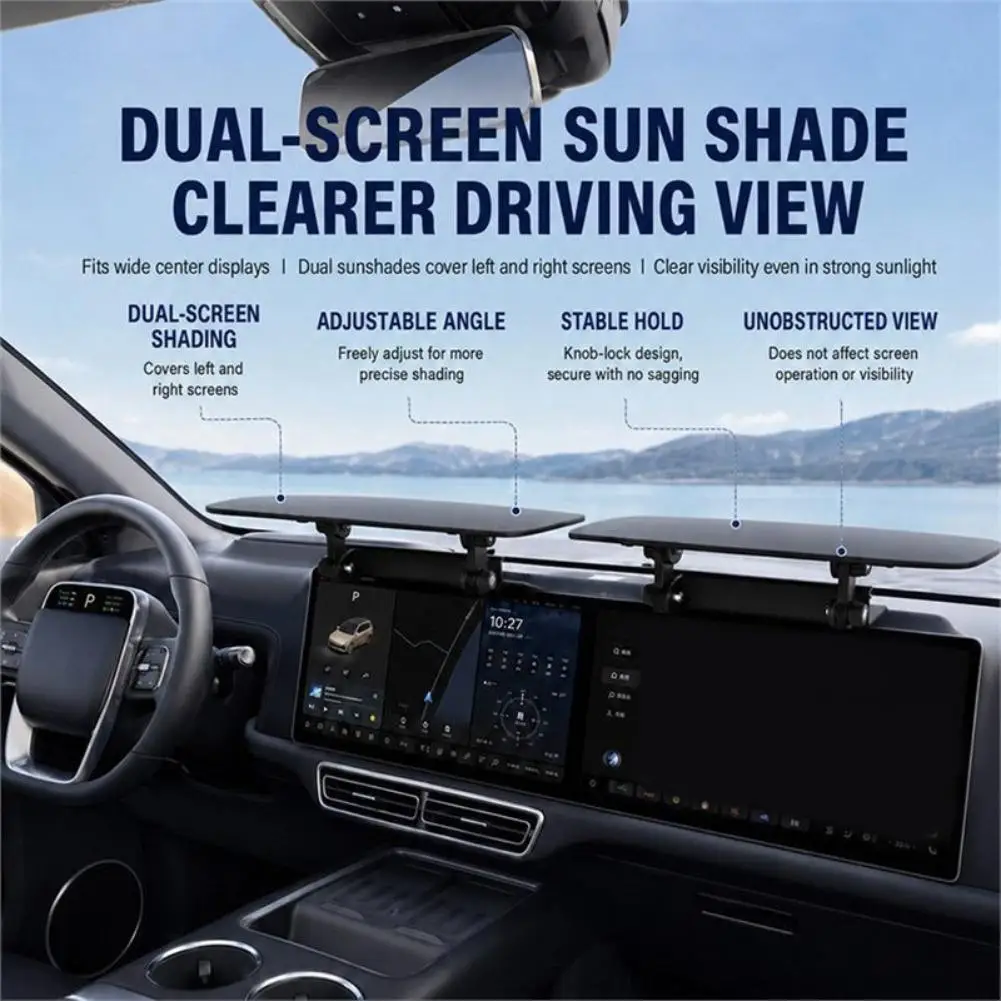 Adjustable Car GPS Screen Sun Visor Anti-Glare Navigation Shade Heat Resistant ABS Protector For Auto Dashboard Navigation