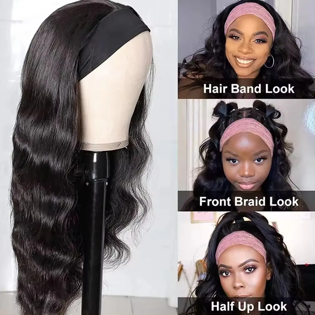 Cheap Machine Made Body Wave Human Hair Headband Wigs Body Wave 150% Density Wave Hair Headband Human Hair Wigs For Black Women