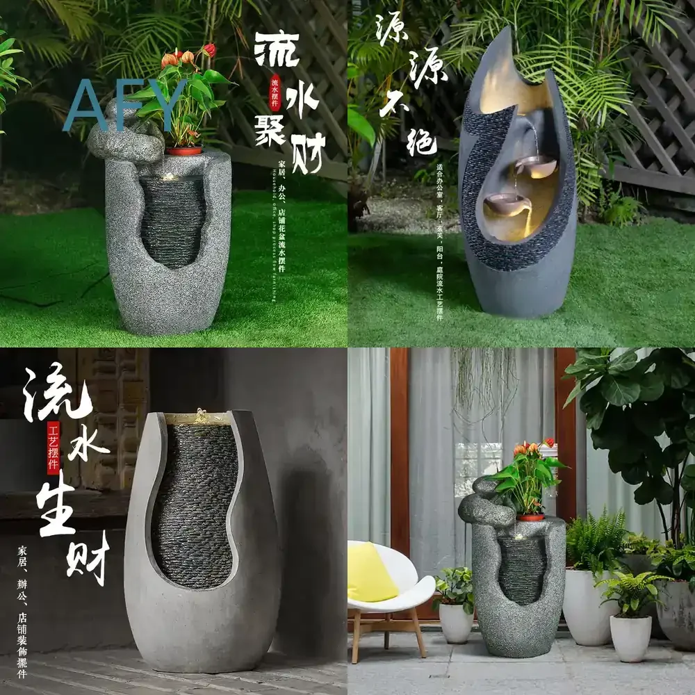Flowing Water Fountain Ornament for Office Living Room Outdoor Balcony Courtyard Garden Decor Circulating Water Feature