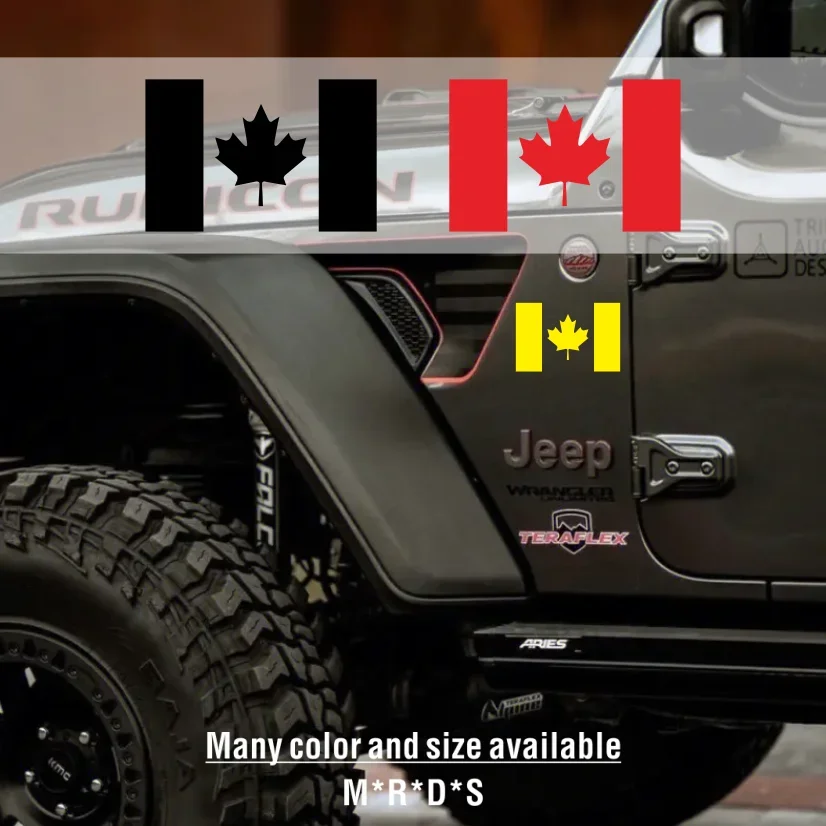 

2 Pcs Canadian Flag Style Door Side Fender Wing Sticker Trunk Bumper Window Body Decal For Jeep Wrangler JK JL TJ YJ CJ
