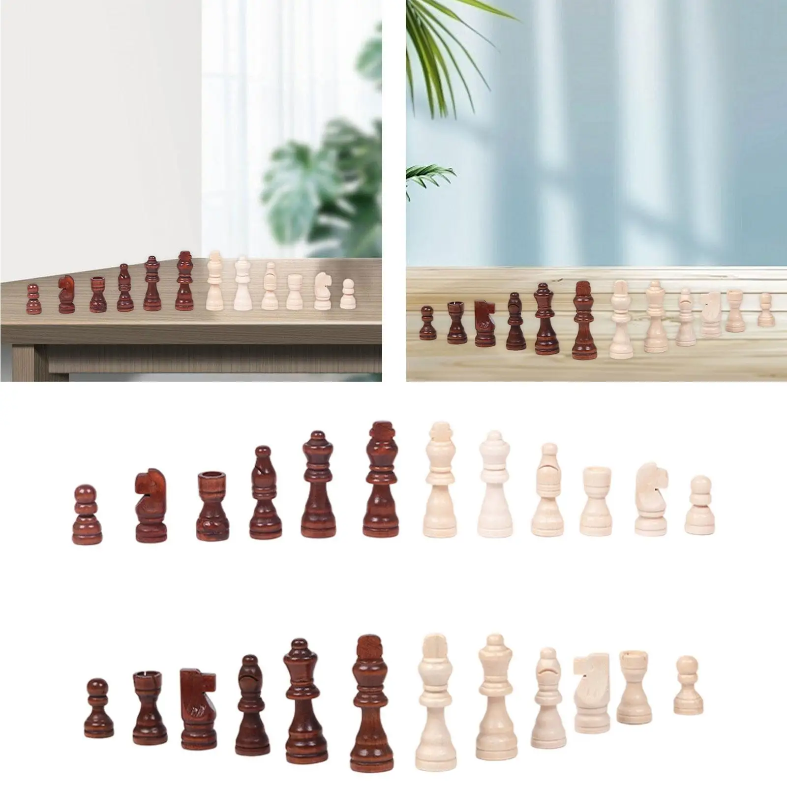 

32x деревянные шахматные фигурки, фигурки для начинающих, образовательные настольные игры, шахматы