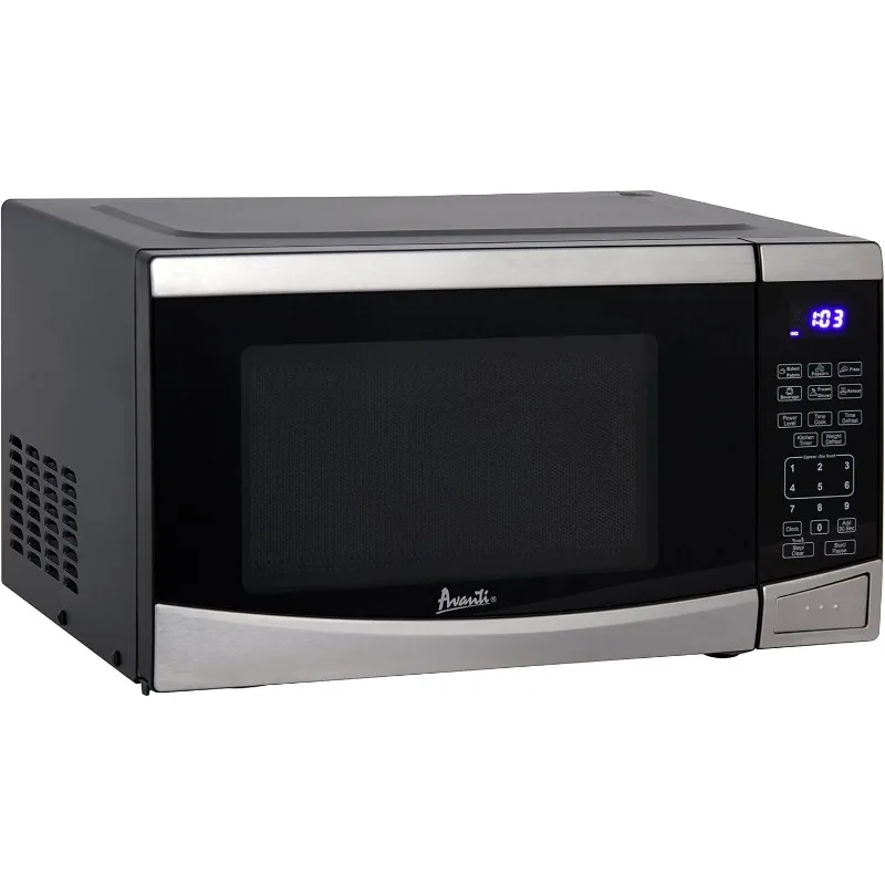 

Microwave Oven 900-Watts Compact with 10 Power Levels and 6 Pre Cooking Settings, Speed Defrost, 0.9 cubic feet, Stainless Steel