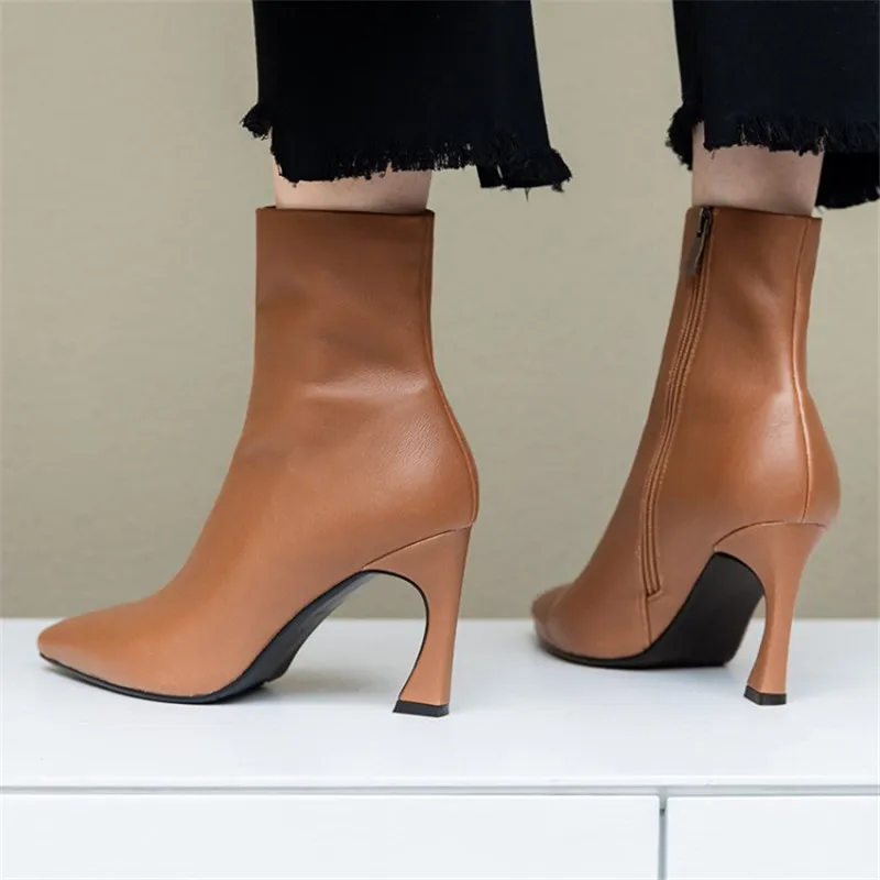 Autumn/Winter Women Boots Pointed Toe Thin Heel Shoes Microfiber Shoes High Heel Shoes Concise Modern Boots ботинки женские