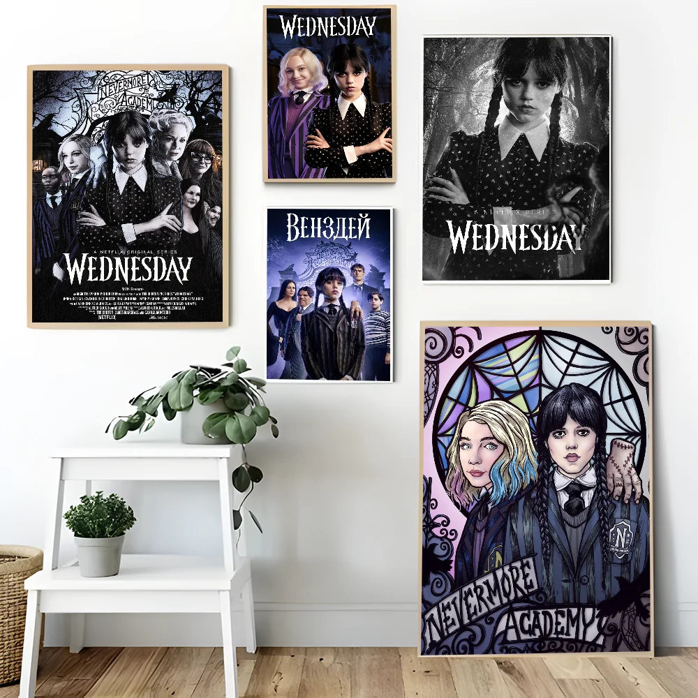 W-wednesdayS TV Show Self-adhesive Art Poster Retro Kraft Paper Sticker DIY Room Bar Cafe Stickers Wall Painting