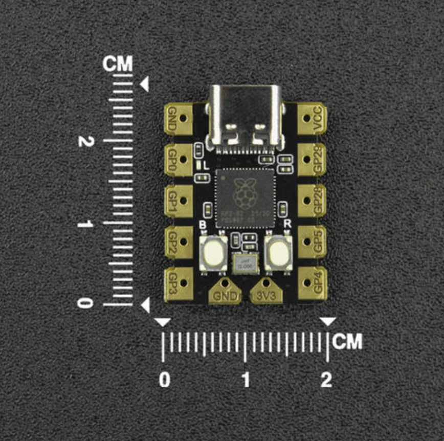 Beetle RP2040 Mini Dev Board, Raspberry Pi RP2040 MCU, 8 GPIO, 2MB Flash, Type-C, for C++/MicroPython/Arduino