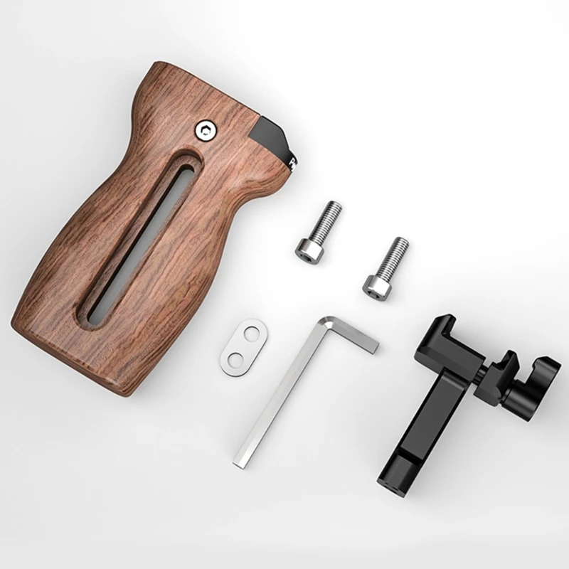 Pegangan Samping Kayu Universal Pelepasan Cepat untuk Sangkar Kamera dengan Ketinggian Dapat Disesuaikan