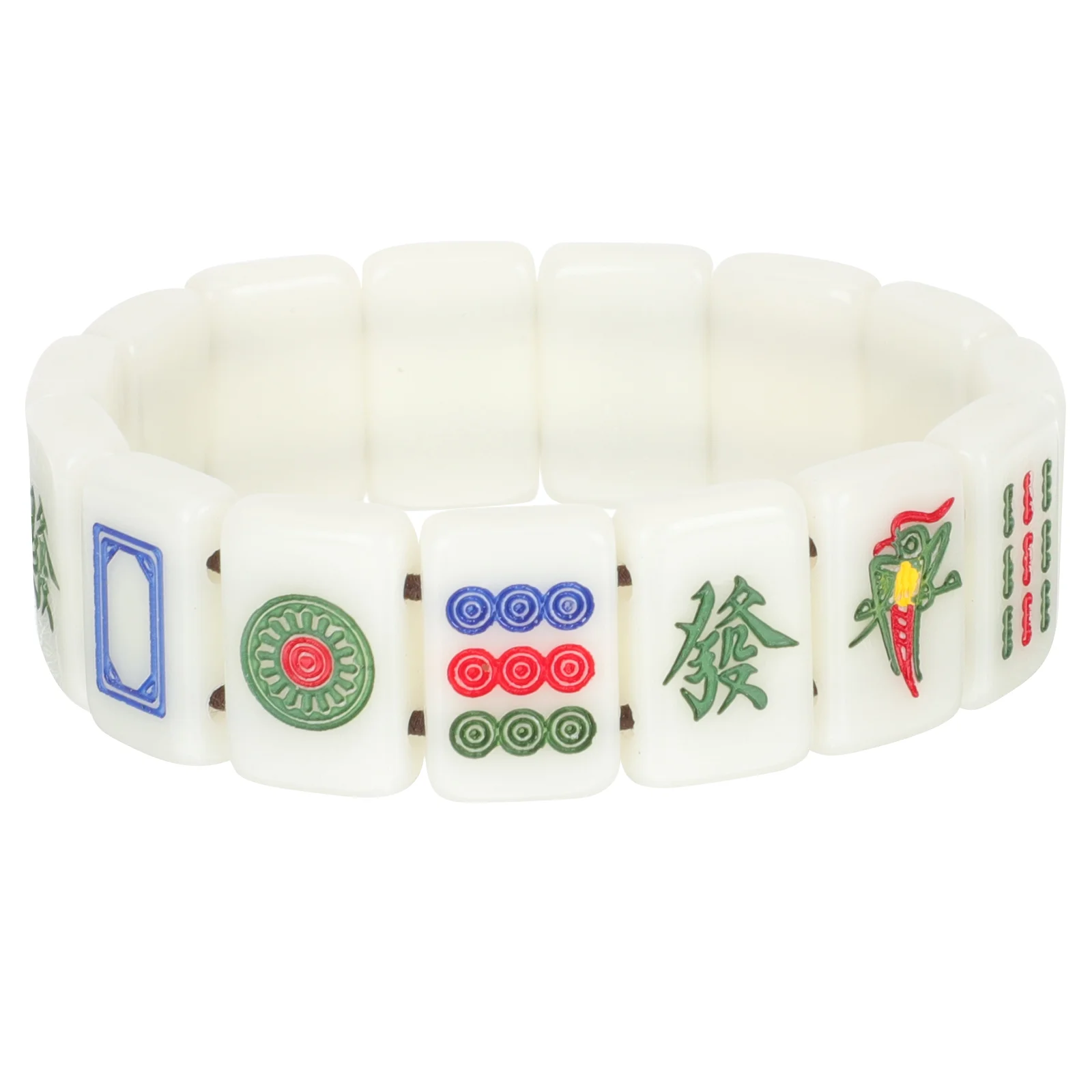 

Bracelets for Women Mahjong Tiles Bead Elasticity Wrist Jewelries Acrylic Acid Gift