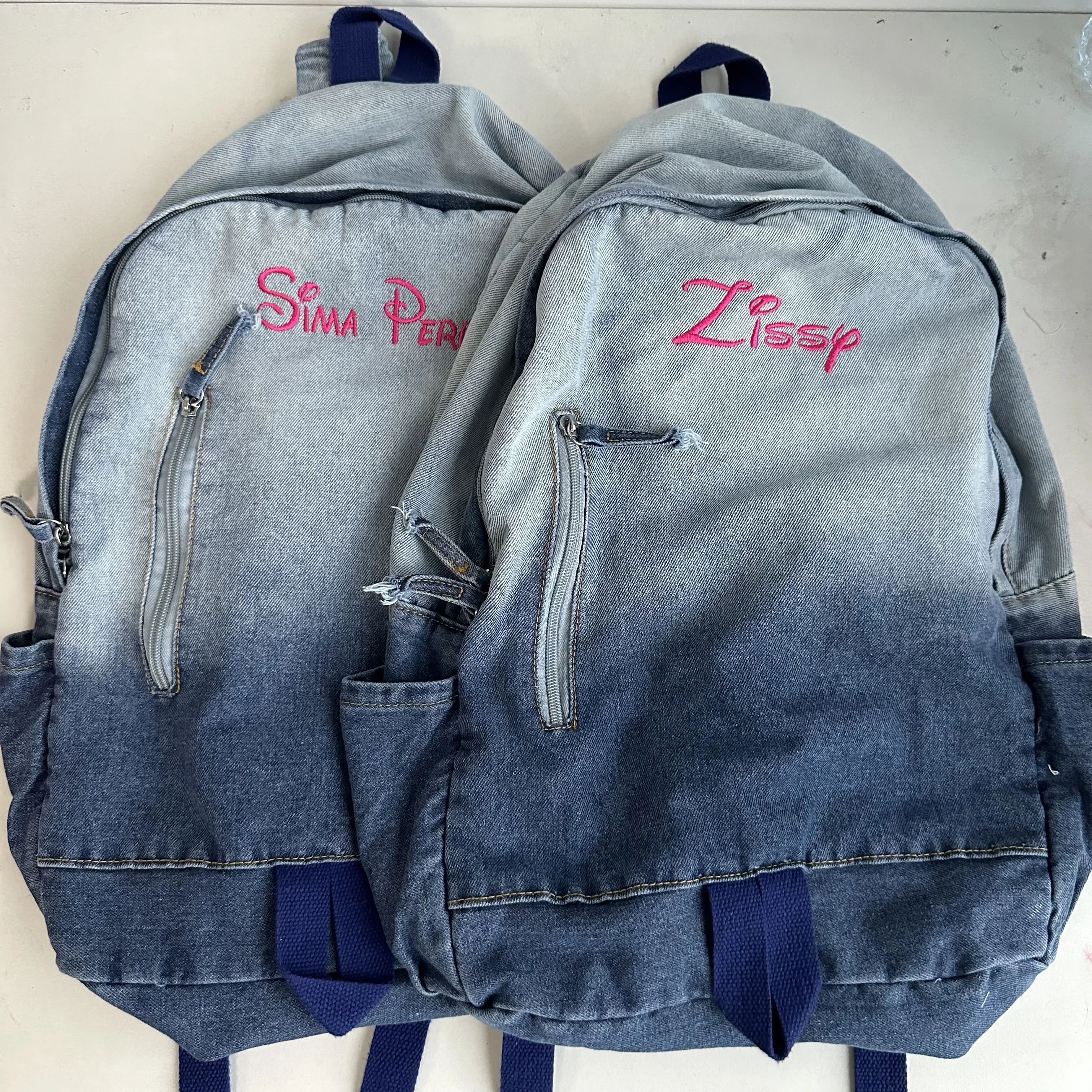 New Large Capacity Denim Backpack Personalized Name Denim Canvas Backpack Girls Boys Gift Bag Custom Embroidered Name Schoolbags