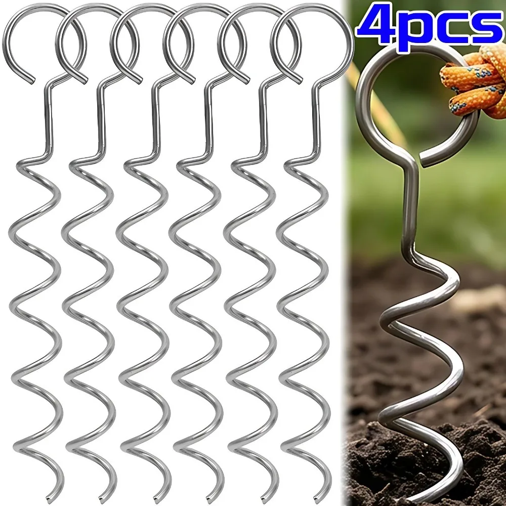 4/1pcs Practical Tent Trampoline Ground Stake Spiral Anchor 