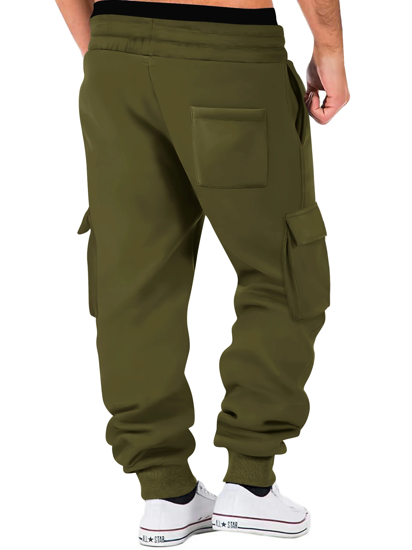 Men's Cargo Pants Casual Hip Hop Hit Color Multiple Pockets Trousers Streetwear Men Cotton Fleece Keep Ware Sweatpants European