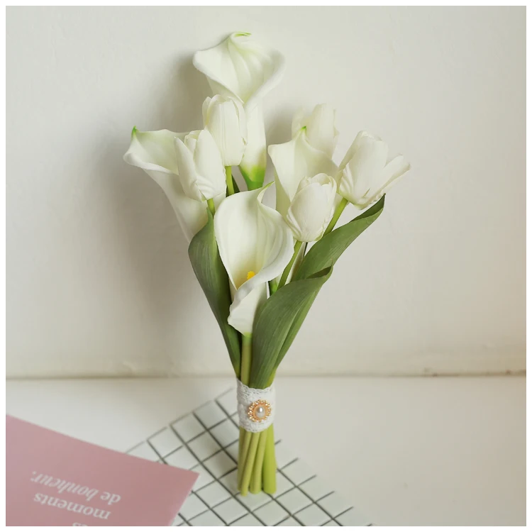 New Arrival Whitney WB581 Calla Lily with Tulip Flowers Bunch Bridal Flower Bouquet Décoration mariage chic élégante Simple