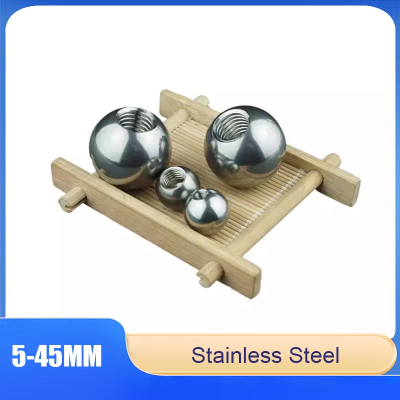 

Stainless Steel 304 Drilled Threaded Balls, 5-45mm Diameter, Female Thread Blind Holes, Smooth Semi-Hollow Polished Spheres