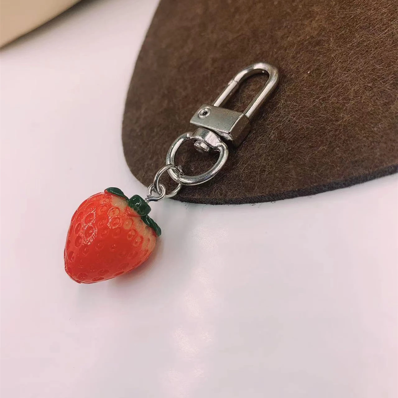 New Strawberries  Peaches  Oranges Fruit  keychain Men And Women Couple Key Chain Bag Pendant Wholesale