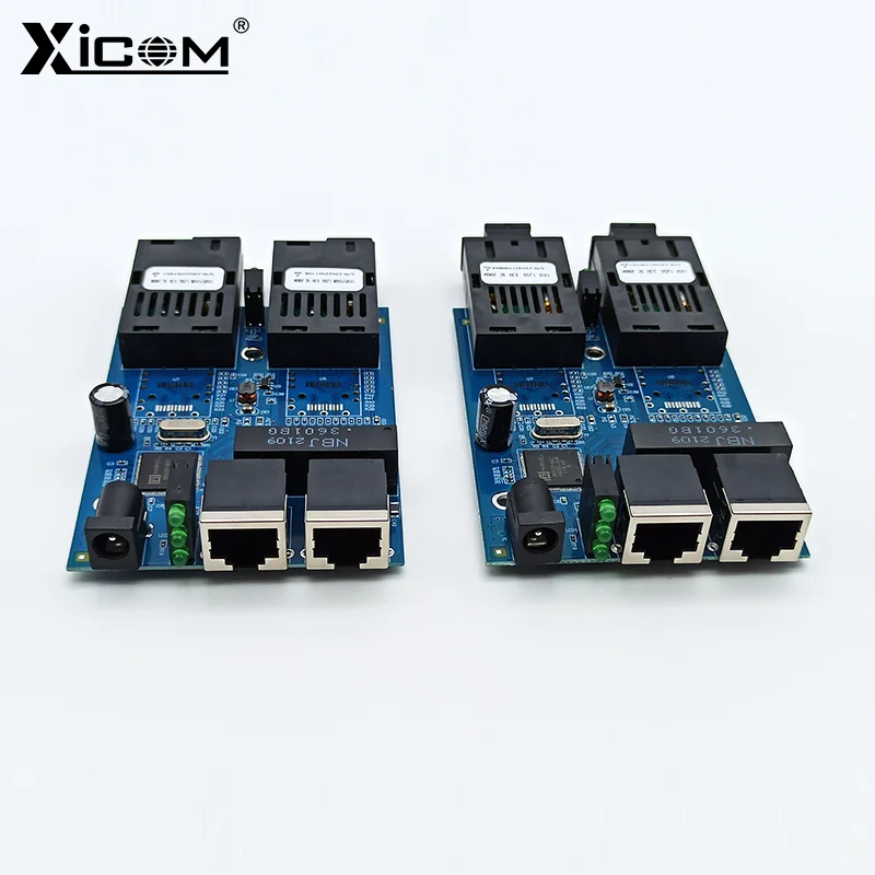 5pcs 100/1000M Ethernet Fiber Optic Switch SC Simplex placa metro fibra 2 Fiber 2 RJ45 Singlemode Switch Optic Converter PCBA