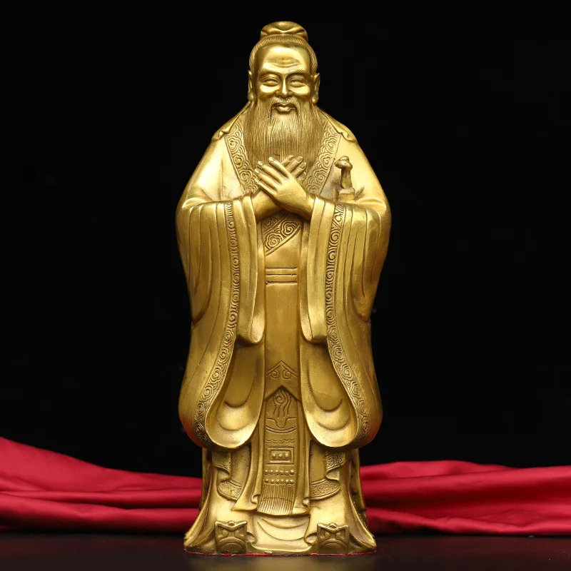 Pure Copper people Confucius Statue Ornaments Study Crafts Furniture Decoration Ornaments