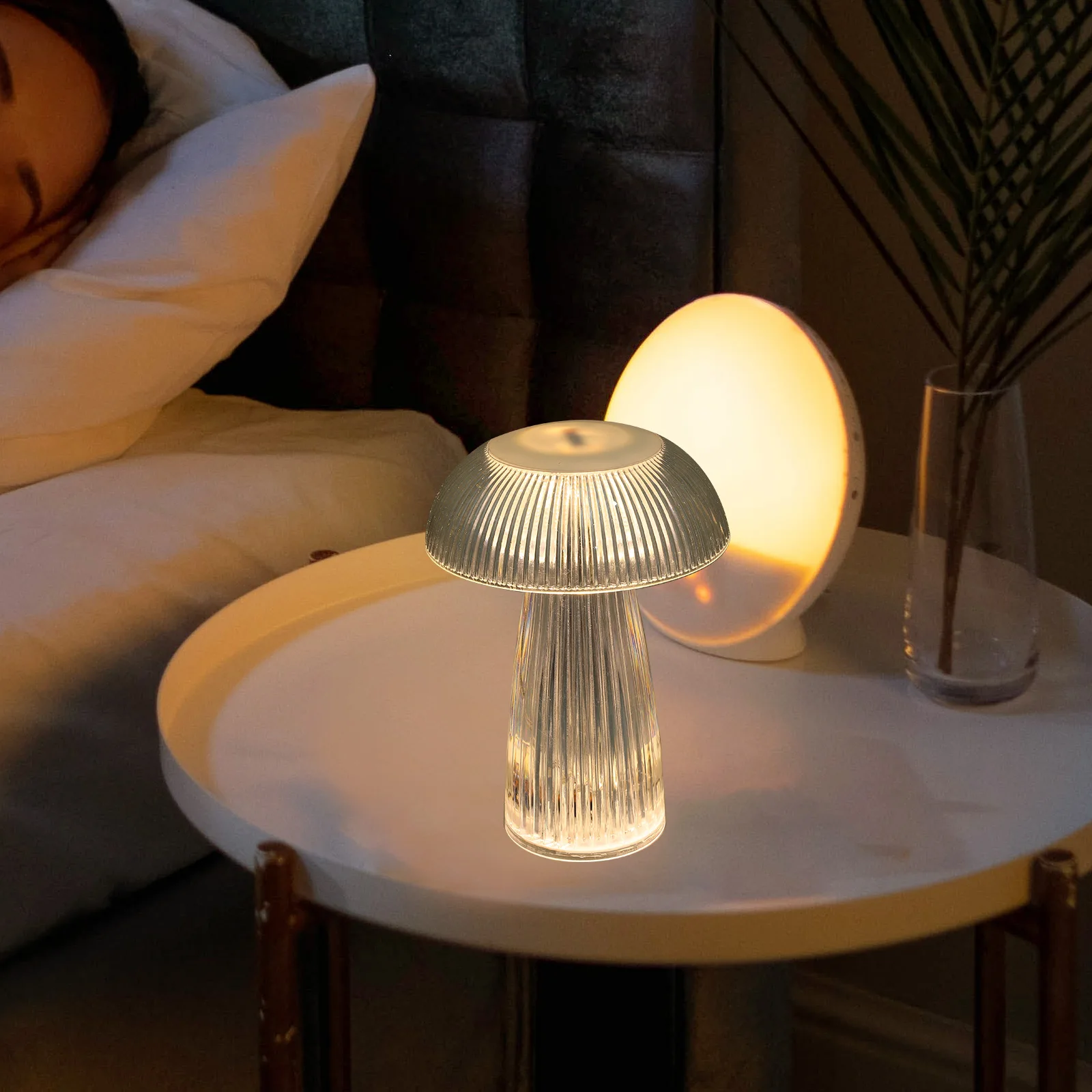 

Crystal Table Lamp Night Light 0.5W Warm Jellyfish Mushroom Design Small Space Bedroom Decor Glass Led AestheticVintage