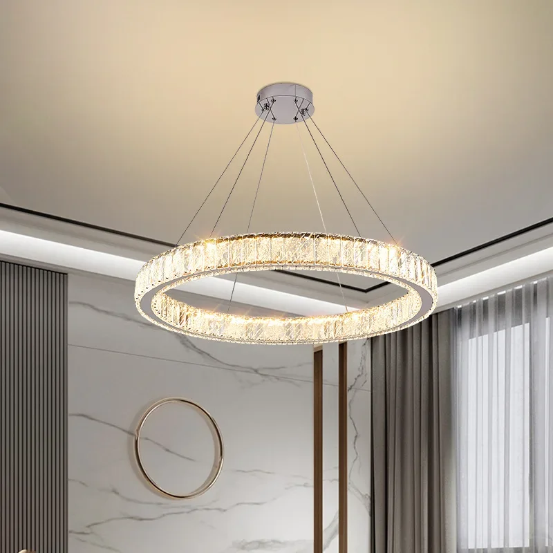 Modern simple villa empty, living room chandelier duplex building hollow, large chandelier loft apartment light luxury,