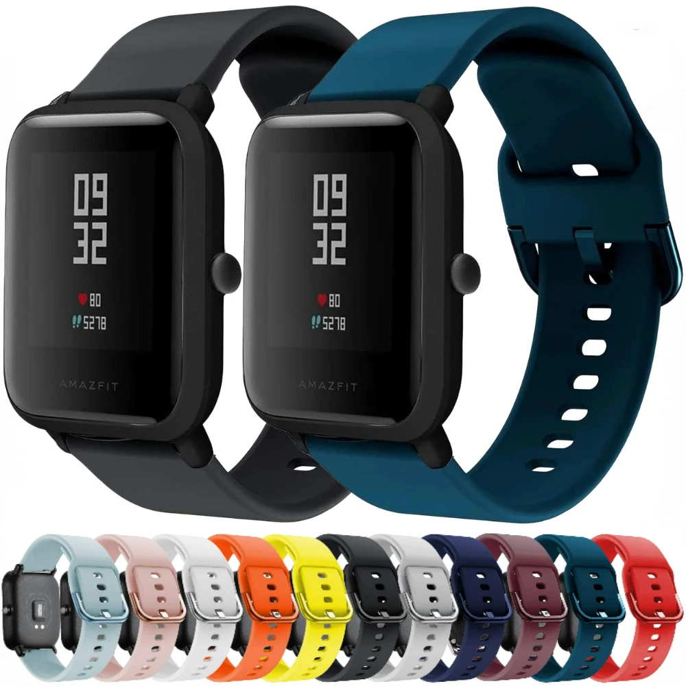 

20mm/22mm Silicone Strap For Amazfit GTS/2/2e/GTS2 Mini/GTR 3/Pro/47mm/GTR2/2e/Stratos 2/3 Sport Watch Bracelet Amazfit Bip Band