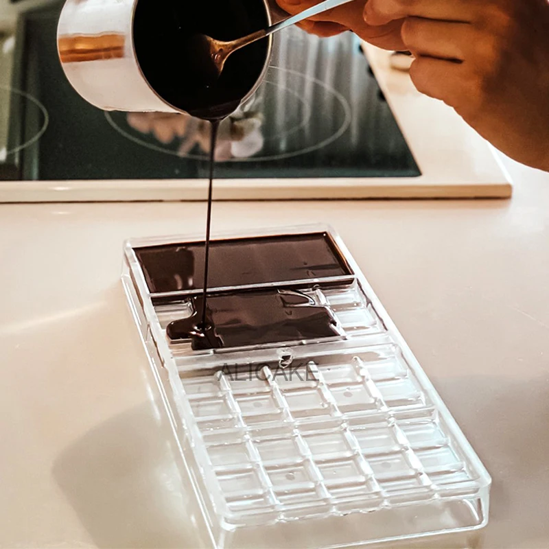 Polycarbonate Chocolate Mold for Candy Bar Bonbons 4 Cavity 50g/Pieces Confectionery Bakery Baking Pastry Tools Mould