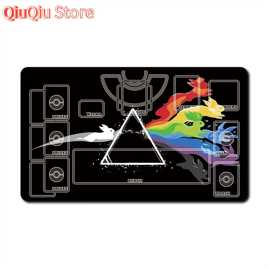 Eevee & Sylveon Pink Plaid TCG Playmat Trading Card Game Mat