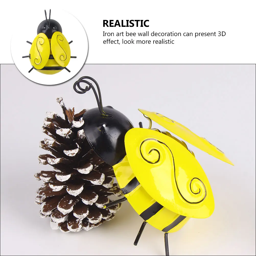 

1pc Iron Bee Wall Decor Outdoor Garden Statue 3D Bees Hanging Fence Yard Patio Decoration Metal Bee Home Ornaments