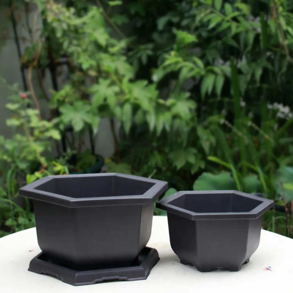 Decorative Plastic Zisha Pot Thick Hexagonal Rectangular Basin For Orchid Bonsai Succulents Indoor Gardening