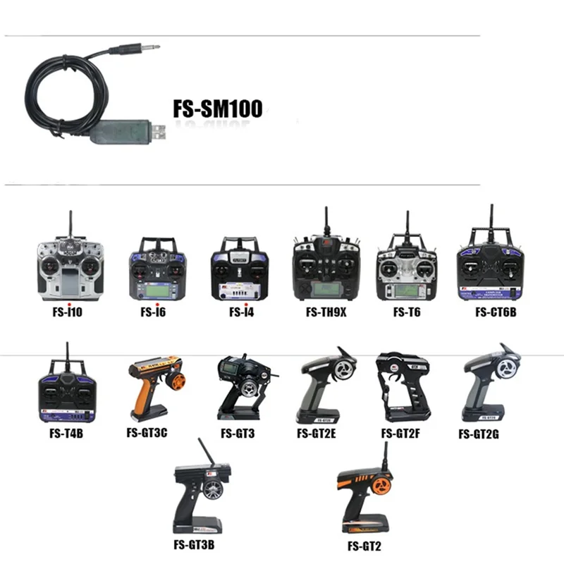 For FLYSKY FS-SM100 SM100 RC USB Flight Simulator FMS Cable Set for FS-I6 I10 I6X FS-T6 FS-CT6B TH9X RC