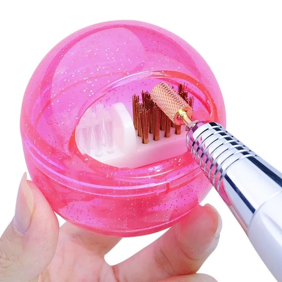 Manicure Nail Drill Bits Cleaning Box Detachable Dual-Use Soft Hard Wire Brush Effective Nail Care Cleaning Tool
