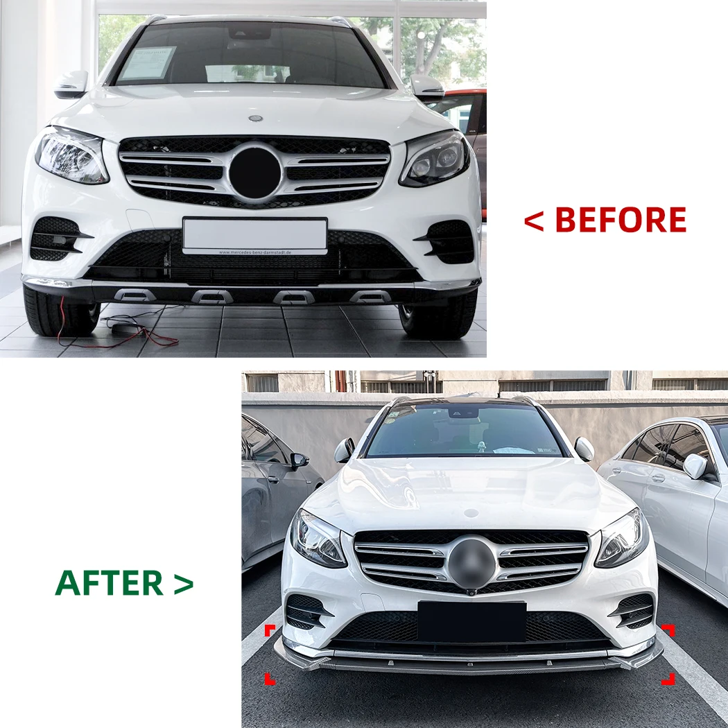 Car Three Stage Front Bumper Front Lip Spoiler Diffuser For Mercedes Benz GLC Class X253 C253 early 2016-2019 AMG Exterior Guard