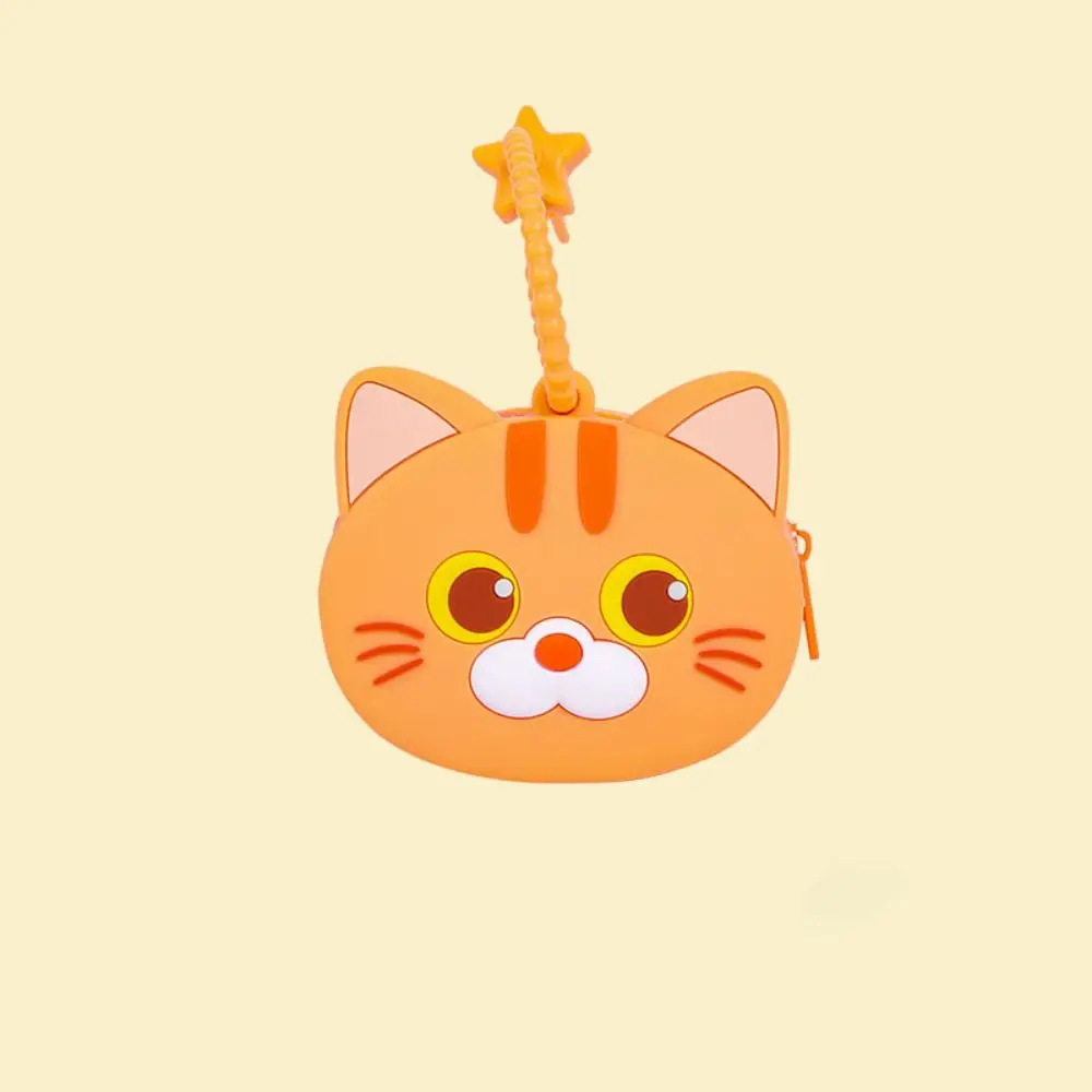 

New Silicone Coin Purse Zipper Cartoon Short Wallet Cat Storage Bag Student