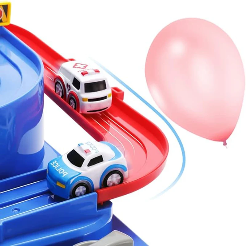 TEMI Kids Race Track Toys. For 3-7-year-olds. Puzzle Rail Car, City Rescue. Magnet Toys, 3 Mini Cars. Preschool Educational Gift