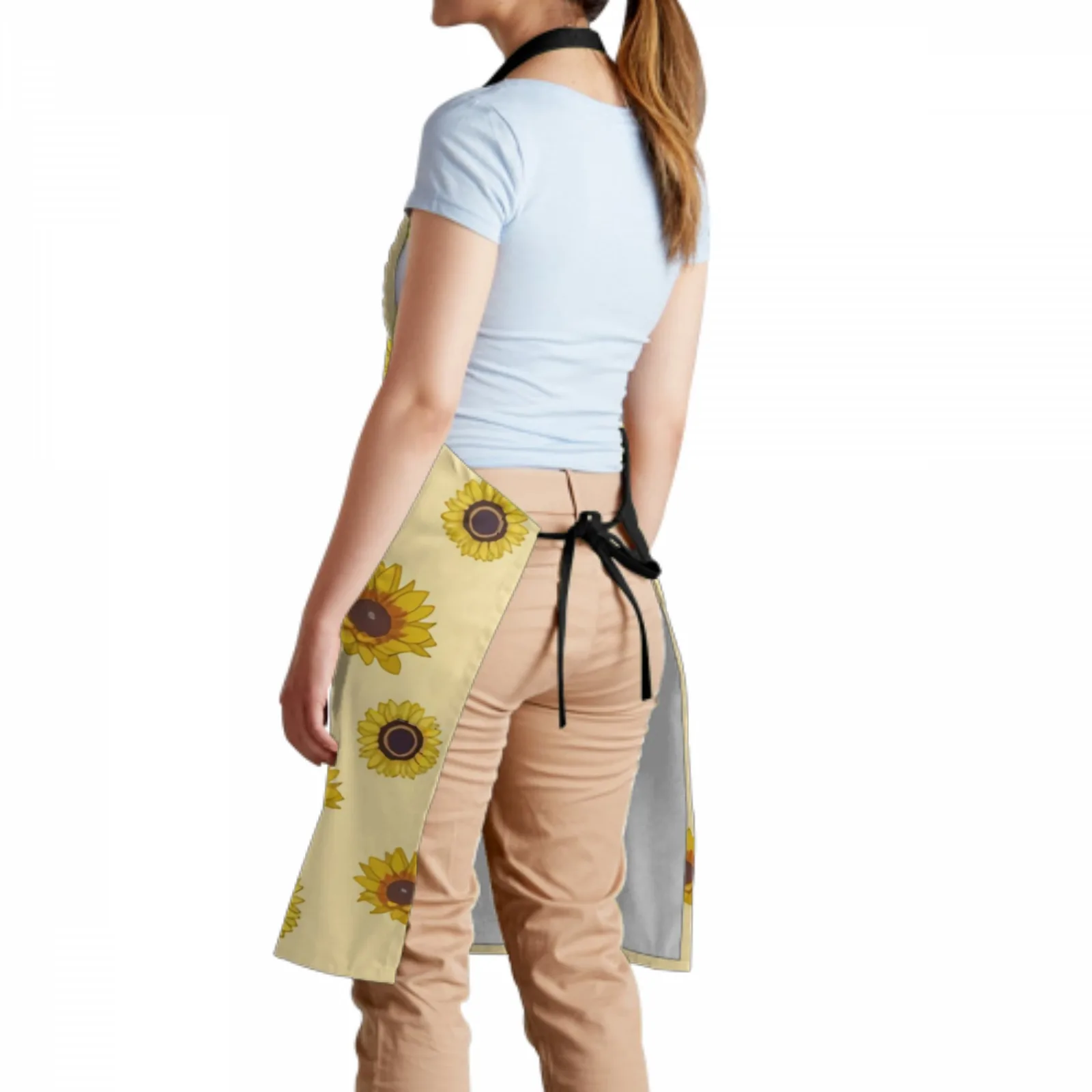 Sunflowers Waterproof Apron with 2 Pockets Kitchen Chef Aprons Bibs for Grooming Cooking Baking Painting Gardening