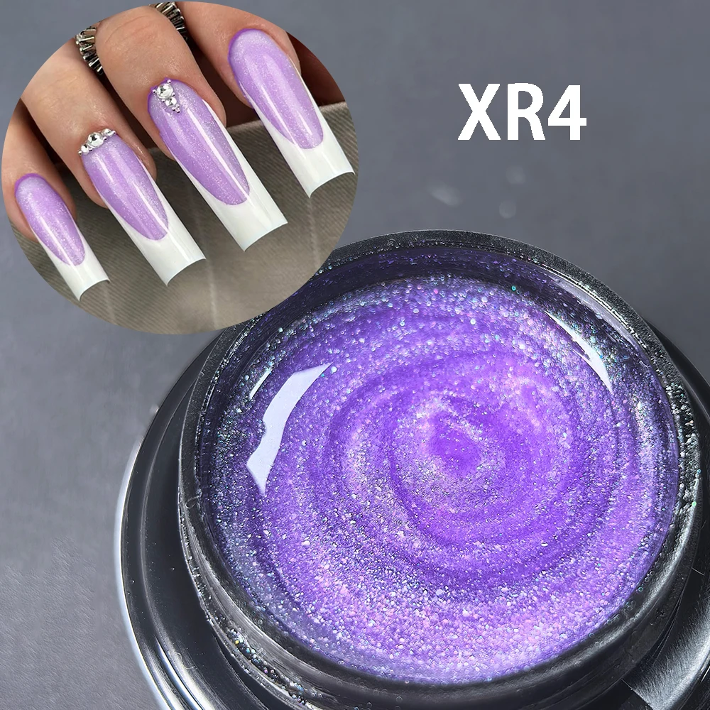 Jillnails Snow Sparkle Builder Nagelgel 100g/50g HEMA- und TPO-frei Schimmernd Glitzernd Rosa Lila Milchig für Nagelverlängerung und Modellierung