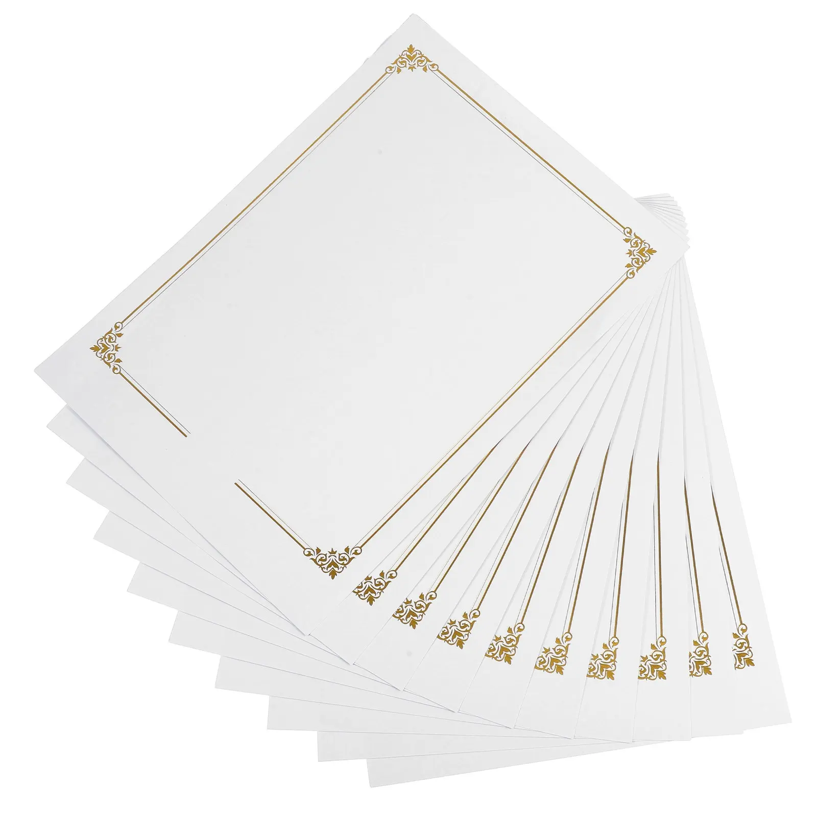 

10Pcs Blank Gold Foil Certificate Paper Diploma Cardstock with Elegant Border for Graduation Awards Recognition Printable