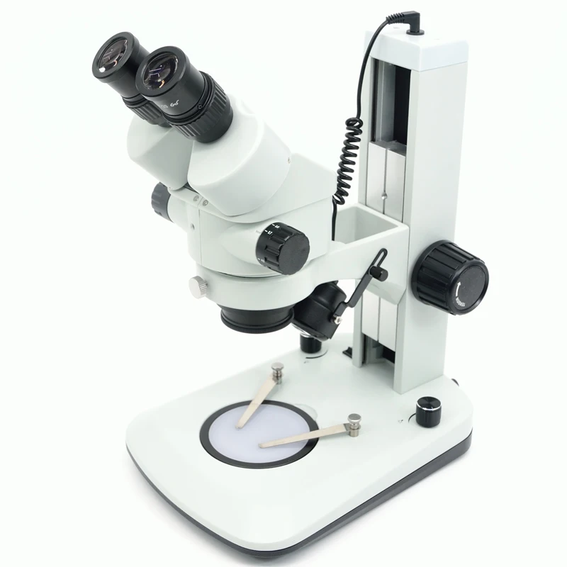 FYSCOPE 7X-45X Track Stand Stereo Zoom Binocular Microscope with Dual LED Lights 2.0X 0.5X Barlow Lens