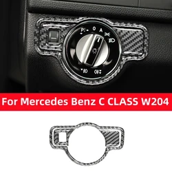 For Mercedes Benz C CLASS W204 2007-2014 Carbon Fiber Headlight Switch Button Panel Sticker Interior Trim Car Accessories