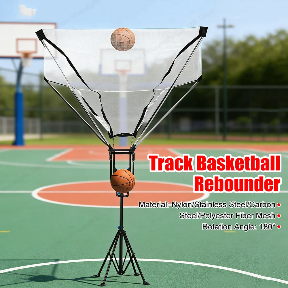 

Heavy Duty Basketball Rebounder Net Return System 180° Rotating Adjustable Height Shooting Training Equipment for Indoor Outdoor