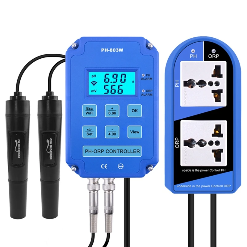 Wifi ph Orp Controlador Display Digital Água Ácido-base Redox Qualidade Monitor para Hidroponia Piscina Aquário Bnc Eletrodo Retroiluminado