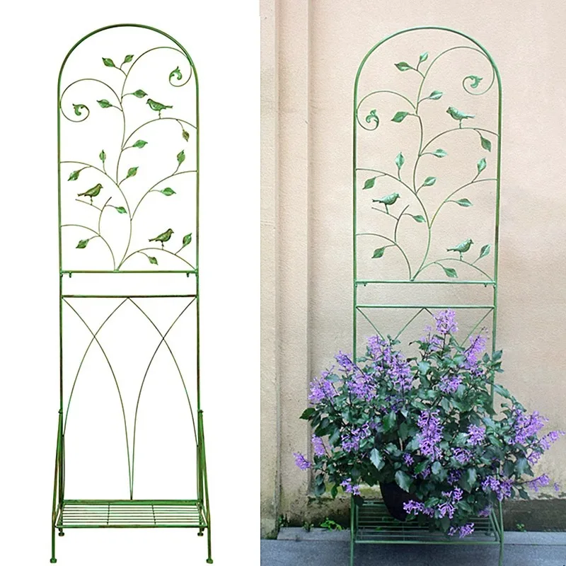 

Balcony flower stand wrought iron outdoor rose clematis climbing bracket courtyard garden flower pot frame shelf climbing vine f