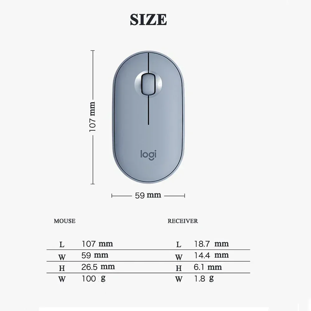 Logitech-ماوس صغير m350 لأجهزة الكمبيوتر المحمول ، بلوتوث ، خفيفة ورقيقة ، كتم الصوت ، بطارية usb ، للمكتب