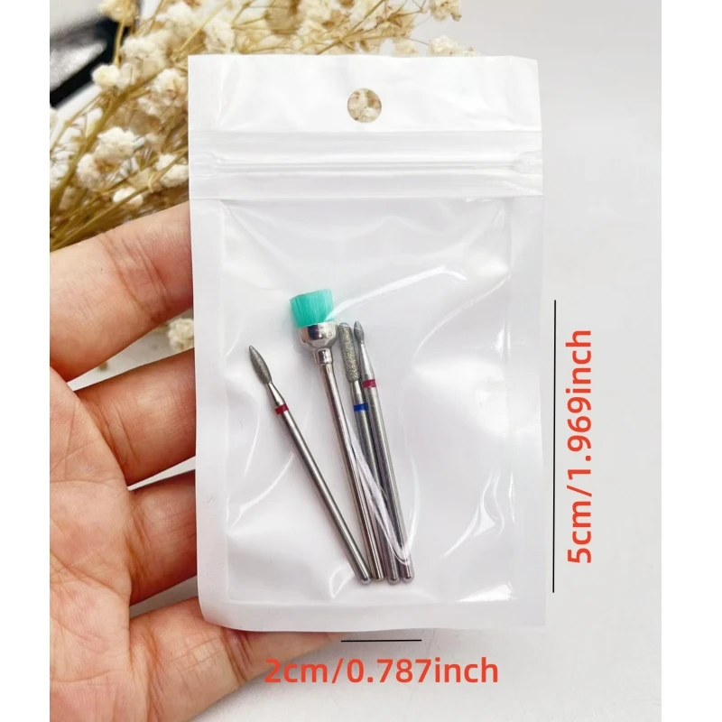 ชุดดอกสว่านเจียรเล็บเพชร 4 ชิ้น/ถุง สำหรับเครื่องเจียรเล็บไฟฟ้า ชุดเครื่องมือตะไบเล็บเจล อุปกรณ์เสริมสำหรับทำเล็บ